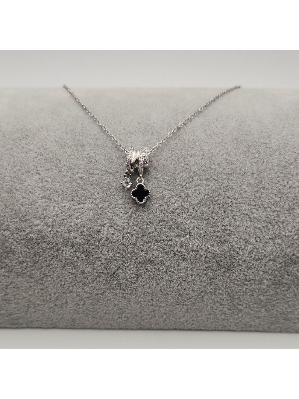 Silver Stainless Steel Clover Charm Necklace – Waterproof & Tarnish Proof